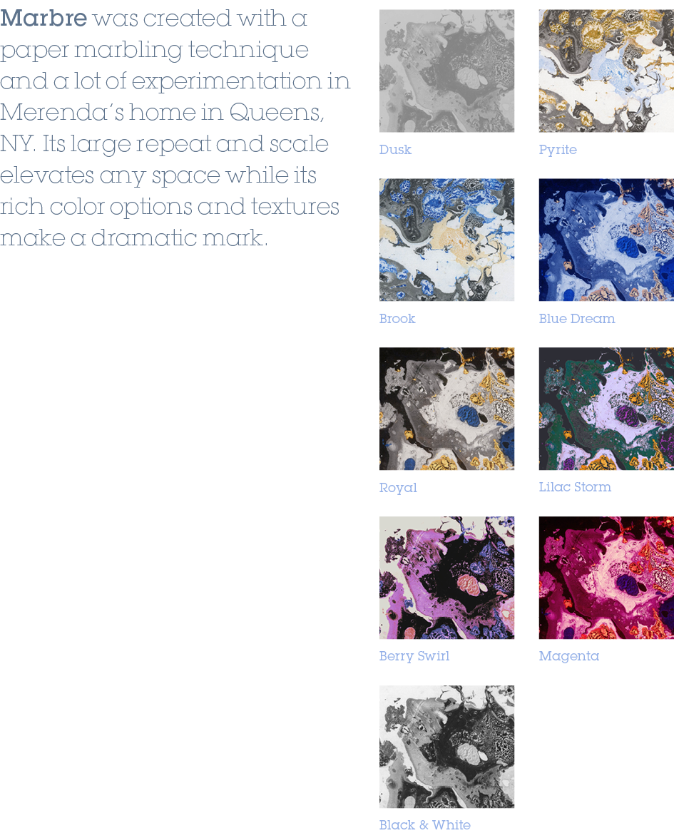 Blue Dream,Brook,Lilac Storm,Royal,Magenta,Berry Swirl,Black & White,Pyrite,Dusk,Marbre was created with a paper marb...